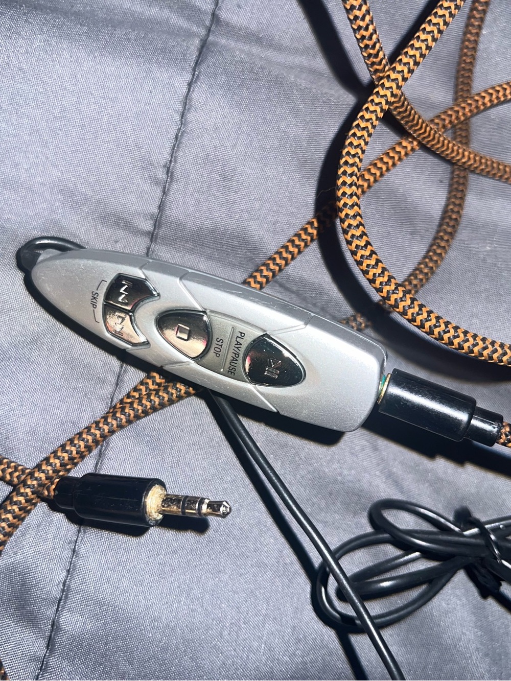 Silver In-Line Remote Headset Control with Braided Cable